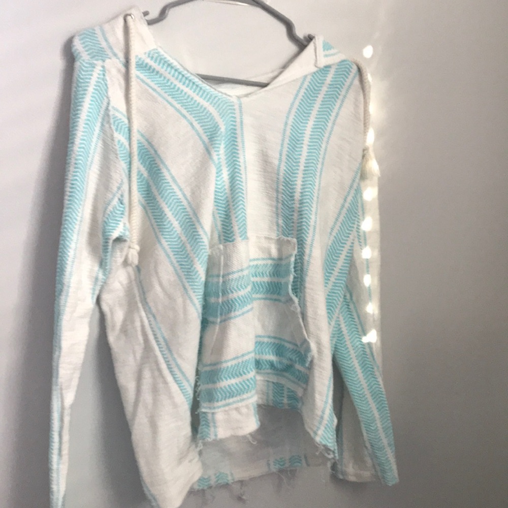 Blue and white sweater